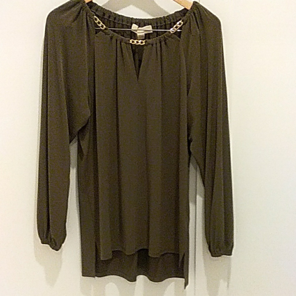 Michael Kors Army Green Top Gold Chain Detail